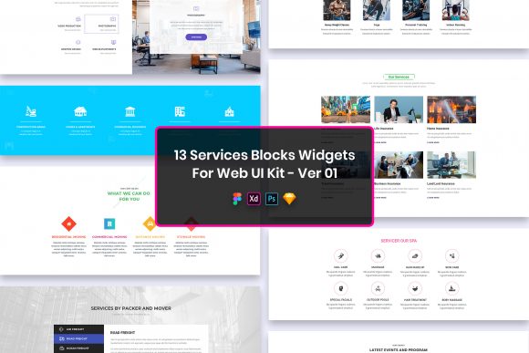 13 Services Blocks Widgets for Web UI Design