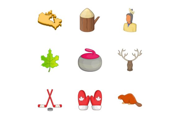 Bringing the Great White North to Life with the Canada Elements Icons Set, Cartoon Style