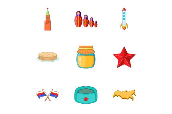 Cartoon Russia Icons: A Playful Vector Set for Web