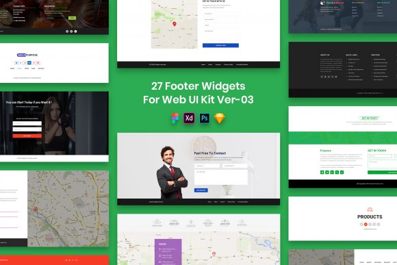 Mastering Web Layouts with 27 Footer Widgets for Web UI Kit