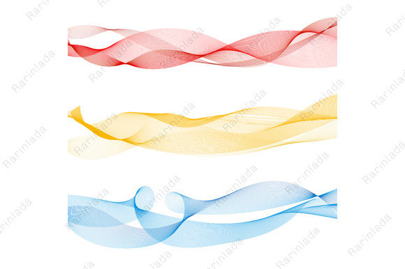 Professional Design Assets: Set Abstract Smooth Wave Lines Elements
