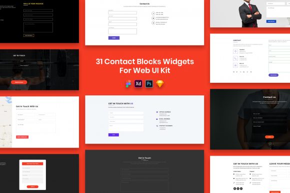 Streamlining Web Design with 31 Contact Blocks Widgets for Web UI